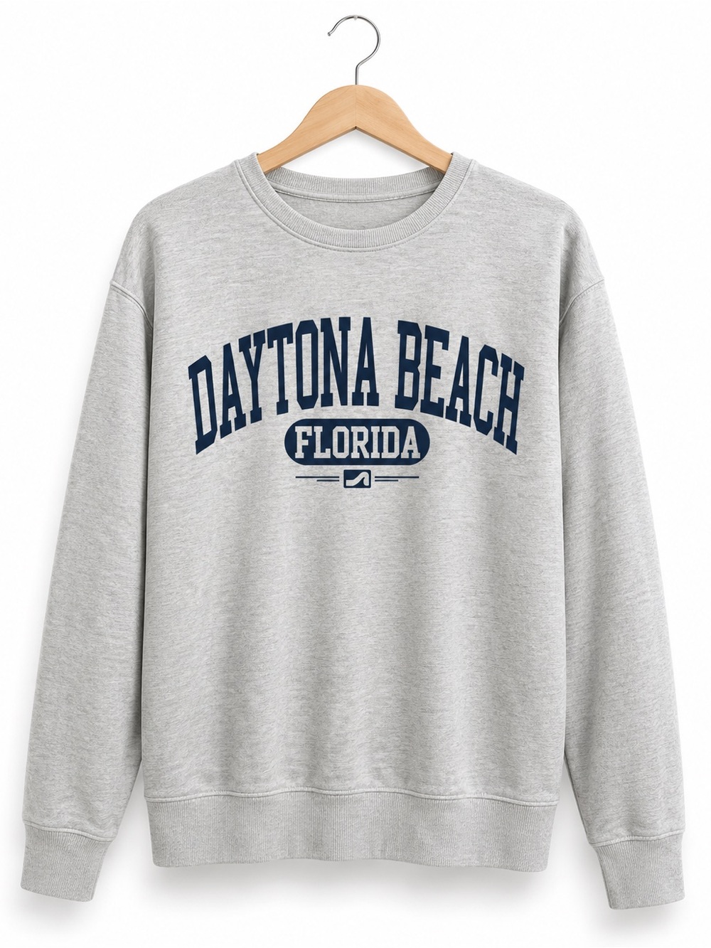 Surf Style Daytona Beach Florida Crewneck Sweatshirt Heather Gray Unisex Medium